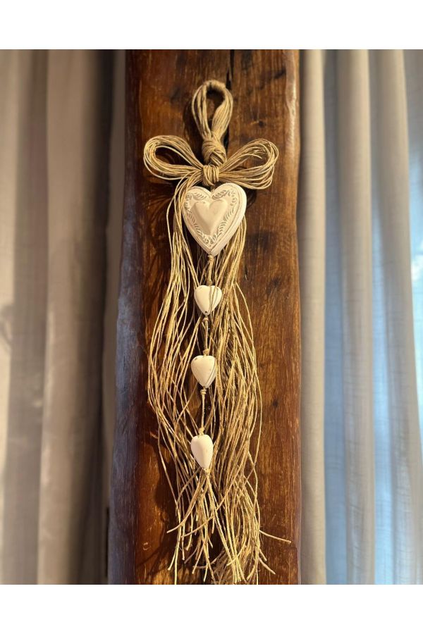 ADORNO CORAÇÃO DUPLO RUSTICO LAÇO